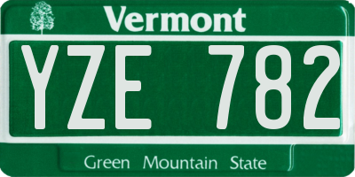 VT license plate YZE782