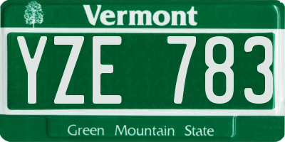 VT license plate YZE783