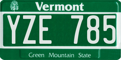 VT license plate YZE785