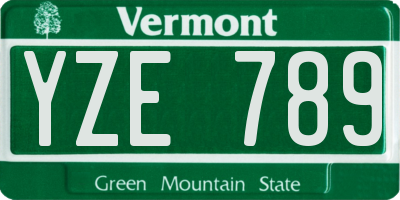 VT license plate YZE789