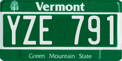 VT license plate YZE791