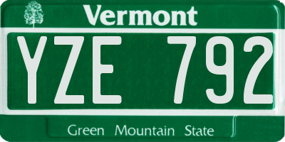 VT license plate YZE792