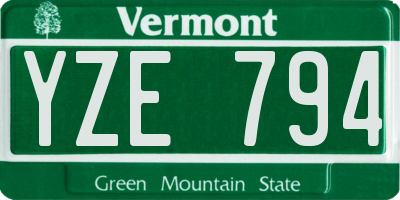 VT license plate YZE794