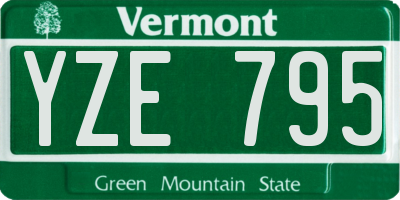 VT license plate YZE795