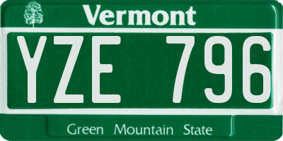 VT license plate YZE796