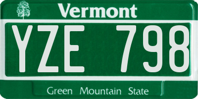 VT license plate YZE798
