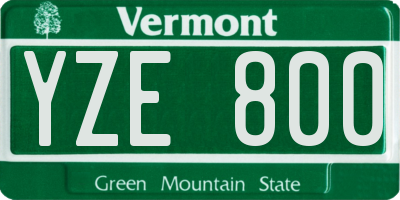 VT license plate YZE800