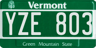 VT license plate YZE803