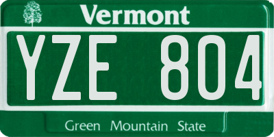 VT license plate YZE804