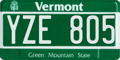 VT license plate YZE805