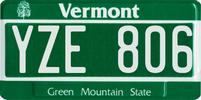 VT license plate YZE806