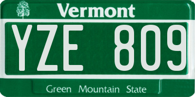 VT license plate YZE809