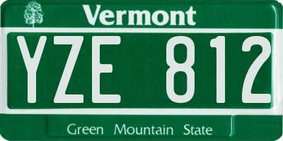 VT license plate YZE812