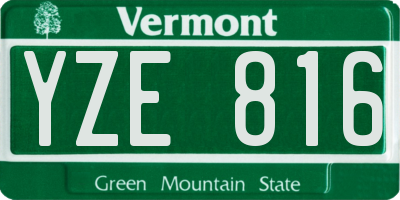 VT license plate YZE816