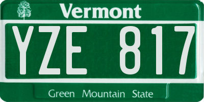 VT license plate YZE817