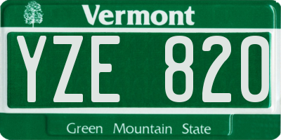VT license plate YZE820