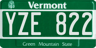 VT license plate YZE822