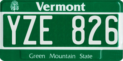 VT license plate YZE826