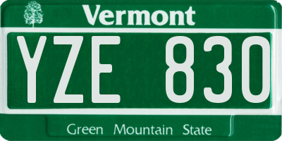 VT license plate YZE830