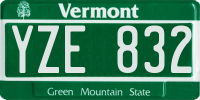 VT license plate YZE832