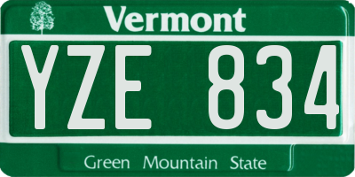 VT license plate YZE834