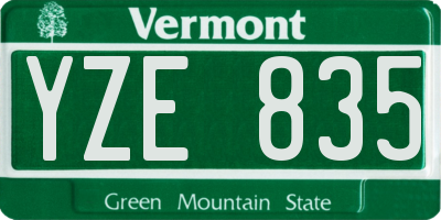 VT license plate YZE835