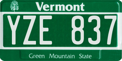 VT license plate YZE837