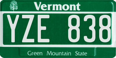 VT license plate YZE838