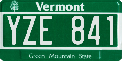 VT license plate YZE841