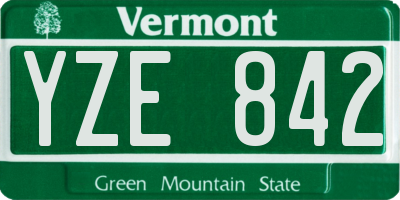 VT license plate YZE842
