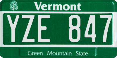 VT license plate YZE847