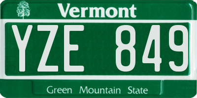 VT license plate YZE849
