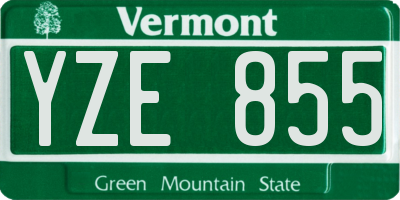 VT license plate YZE855