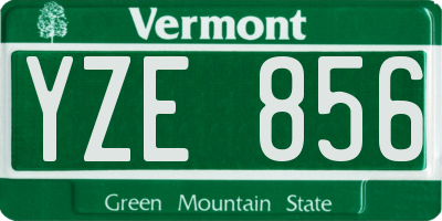 VT license plate YZE856