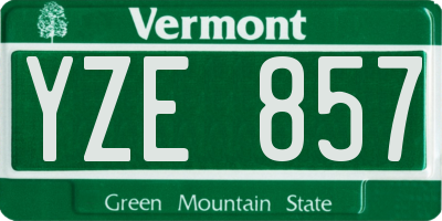 VT license plate YZE857