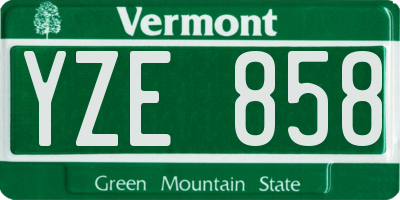 VT license plate YZE858