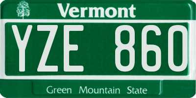 VT license plate YZE860