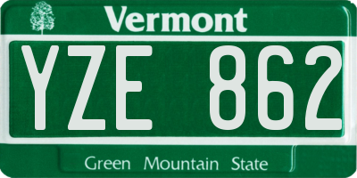 VT license plate YZE862