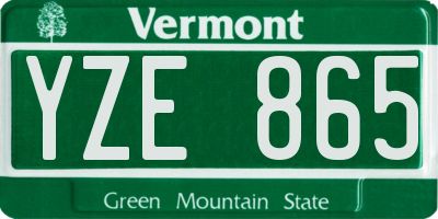 VT license plate YZE865