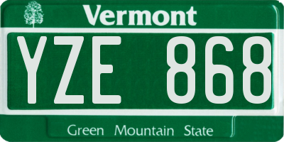 VT license plate YZE868