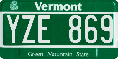 VT license plate YZE869