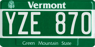 VT license plate YZE870