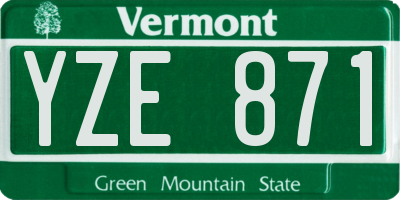 VT license plate YZE871