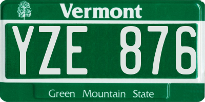 VT license plate YZE876