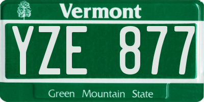 VT license plate YZE877