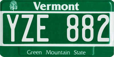 VT license plate YZE882