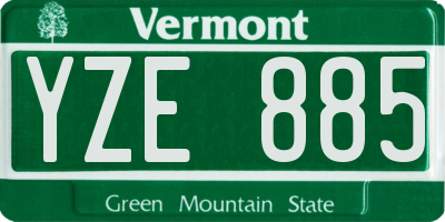 VT license plate YZE885