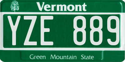VT license plate YZE889