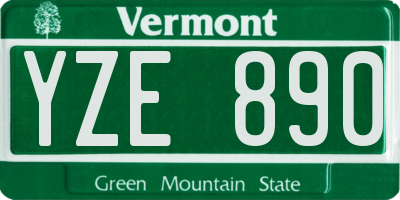 VT license plate YZE890