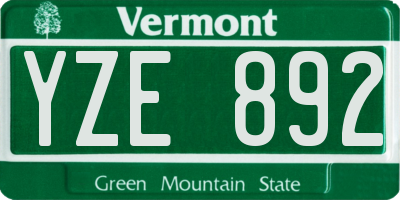 VT license plate YZE892